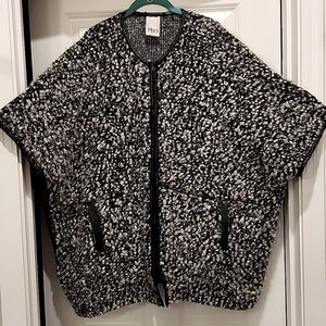 Philosophy Blues original PBO oversized boucle wool leather poncho cardigan